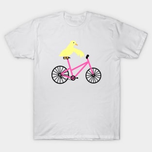 Duck On A Light Pink Bicycle T-Shirt